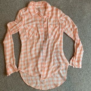 Orange plaid button down tunic